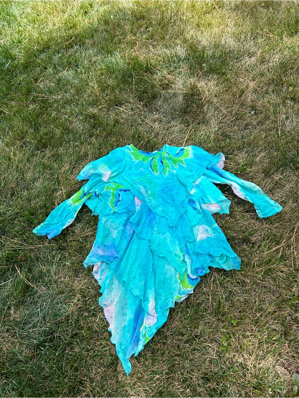 Hand Painted 100% Silk Yolanda Lorente mermaid flowy top‎ size small vintage